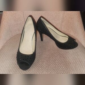 Adrienne Vittadini Black Peep-Toe Heels